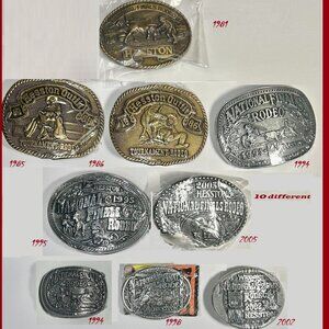 Hesston Belt Buckles-NEW Wholesale Lot of 9 (1981-2005) 6 Large-and 3 Small